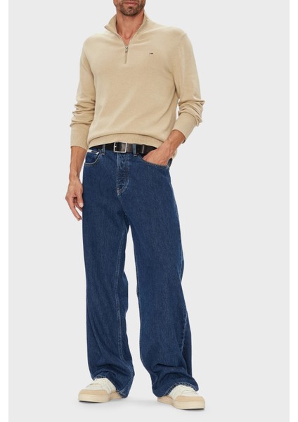 Pamuklu Slim Fit Yarım Fermuarlı Dik Yaka Kazak Erkek Kazak DM0DM21654 Rbv fiyatları