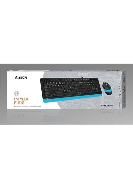 F1010 USB Q Trk Optic Mouse Siyah/Mavi Standart Klavye - Mouse Set modelleri