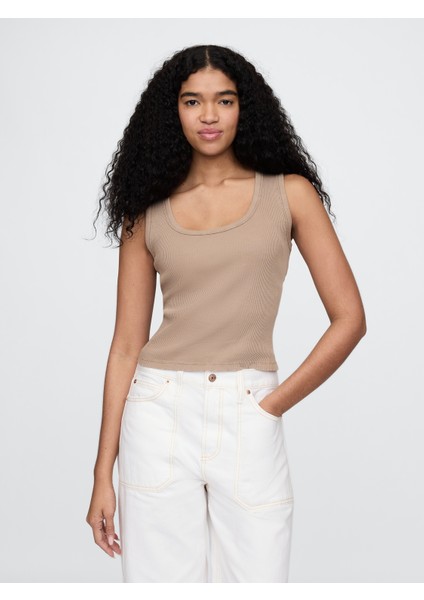 Kadın Açık Kahverengi Fitilli Halter Yaka Atlet