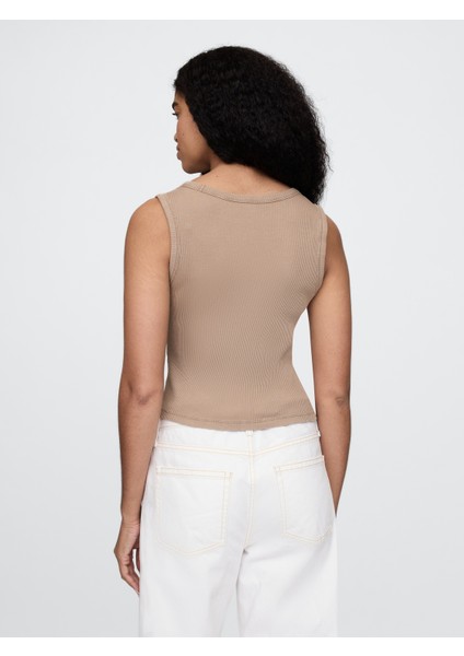Kadın Açık Kahverengi Fitilli Halter Yaka Atlet modelleri