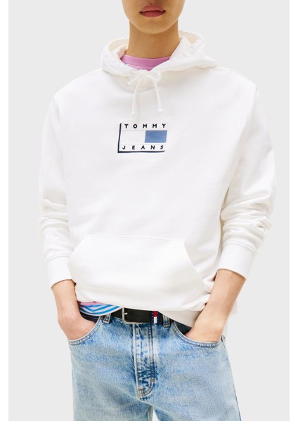 Logo Baskılı Pamuklu Regular Fit Kapüşonlu Sweat Erkek Sweat DM0DM21623 Ybl