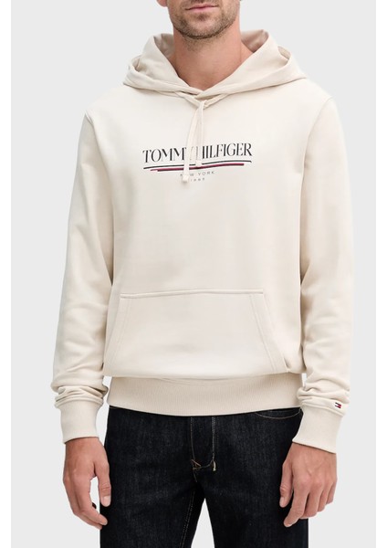Logolu % 100 Pamuk Relaxed Fit Kapüşonlu Kanguru Cepli Sweat Erkek Sweat MW0MW40534 Acg