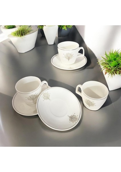 Platin Yaldızlı Kahve Fincan Seti 6lı
