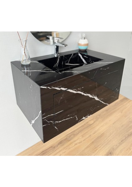 Porselen Banyo Lavabosu - Siyah L08