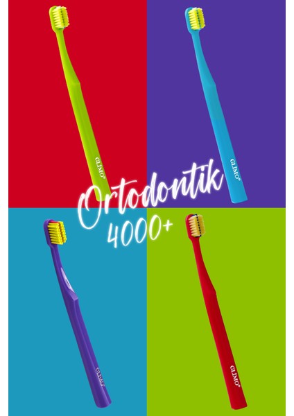 Ortodontik Diş Fırçası 4000 | Fda Onaylı,bpa Içermez,diş Teli Temizliği | 0,12 Mm Fırça Kılı, Bordo