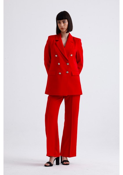 Kadın Takım Elbise Ceket ve Pantolon | TK34239 Kırmızı fırsatları
