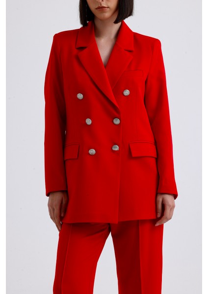 Kadın Takım Elbise Ceket ve Pantolon | TK34239 Kırmızı