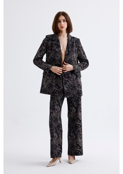 Astarlı Desenli Takım Elbise Ceket ve Pantolon | CKT36036 Siyah Kahve Desenli
