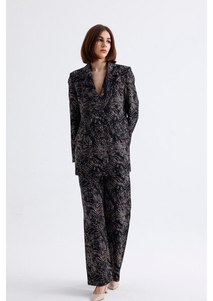 Astarlı Desenli Takım Elbise Ceket ve Pantolon | CKT36036 Siyah Kahve Desenli