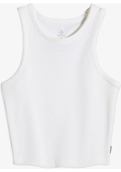 Ribbed Knit Kadın Beyaz T-SHIRT.102