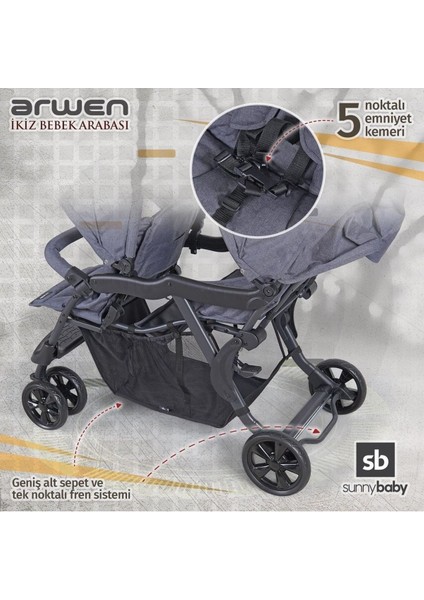 Arwen Arka Arkaya Ikiz Bebek Arabası 9032
