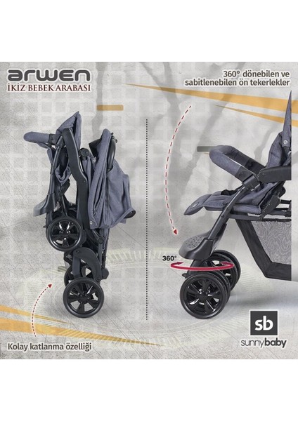 Arwen Arka Arkaya Ikiz Bebek Arabası 9032