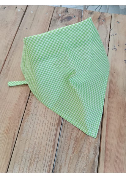 Yaz Renkleri Kareli Pamuklu Bağlamalı Bandana – Üçgen Bandana