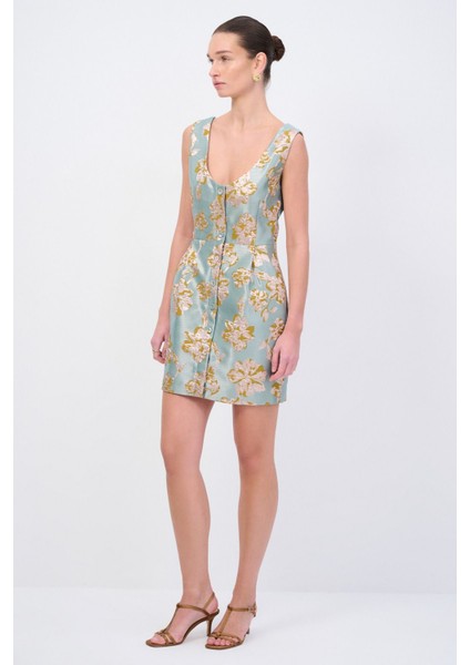 Moda Tutkusu Önü Düğmeli Jakar Elbise fırsatları