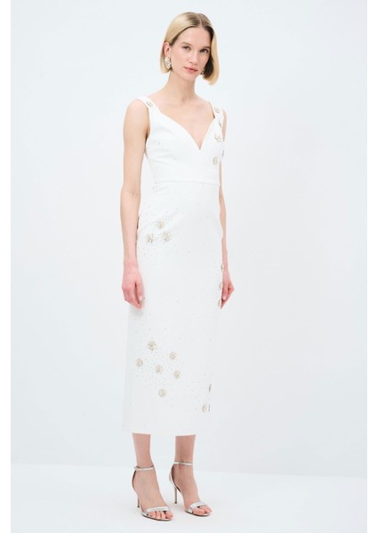 Moda Tutkusu Uzun V Yaka Elbise