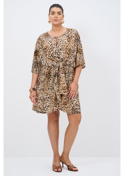 Leopar Desenli Örme Elbise fiyatları