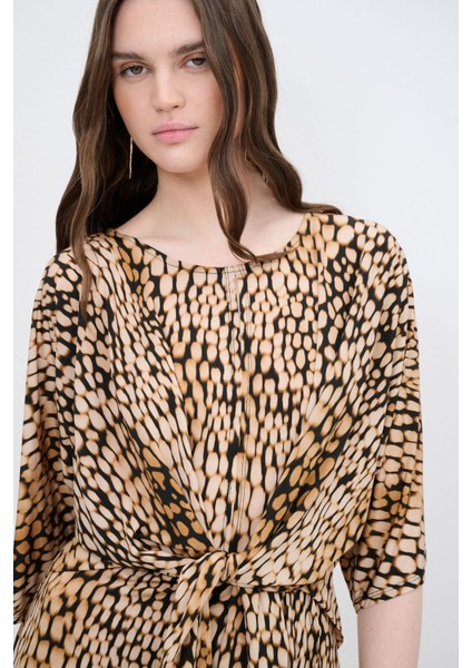 Leopar Desenli Örme Elbise fırsatları