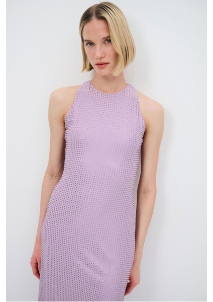 Mert Aslan Halter Yaka Örme Taşlı Elbise modelleri