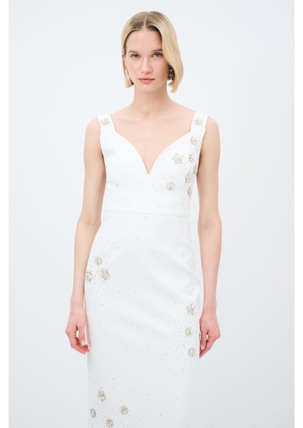 Mert Aslan Taş İşlemeli Kolsuz Elbise fiyatları