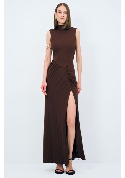 Night Zoom Kolsuz Uzun Örme Elbise