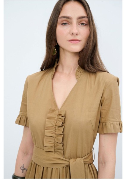 Volan Detaylı Midi Elbise fiyatları