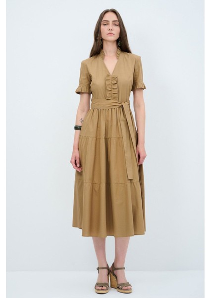 Volan Detaylı Midi Elbise modelleri