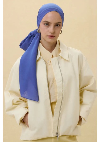 Paris Ipeği Saks Mavi Renk Pamuklu Şal