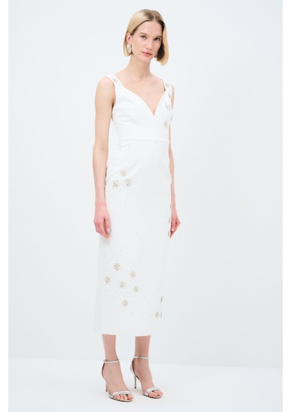 Mert Aslan Taş Işlemeli Kolsuz Elbise fırsatları