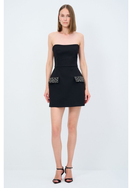 Night Zoom Cep Kapaklı Straplez Elbise modelleri