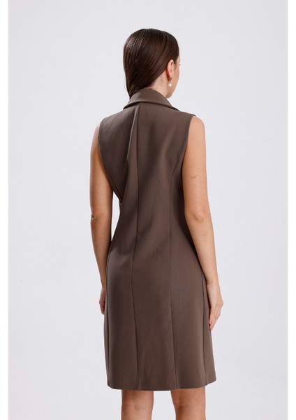 Içi Astarlı Kolsuz Hürrem Uzun Ceket Elbise | CKT35288 K.vizon indirimleri