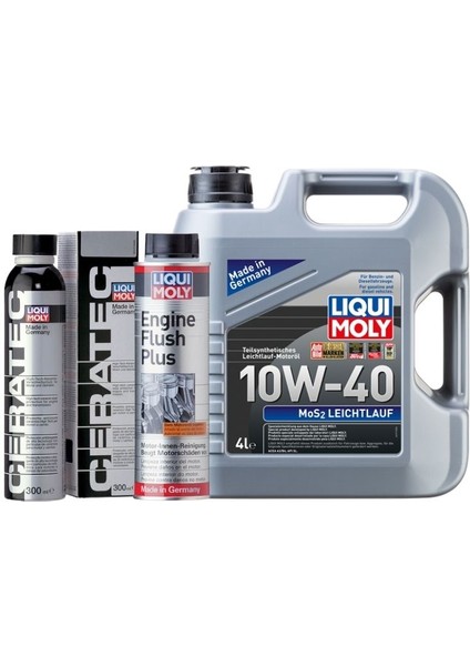 10W40 Motor Yağı Mos2'li 4 Lt,seramik Motor Koruyucu,motor Temizleyici Engine Flush Set