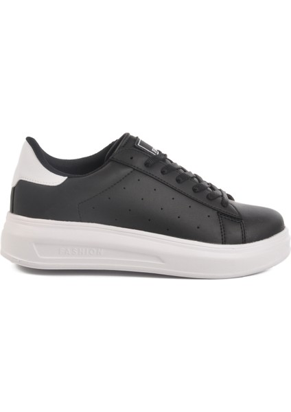 Siyah Beyaz Bağcıklı Kadın Sneaker