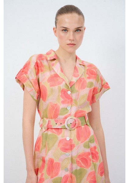 Desenli Kemerli Elbise fiyatları