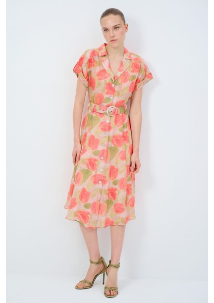 Desenli Kemerli Elbise fırsatları