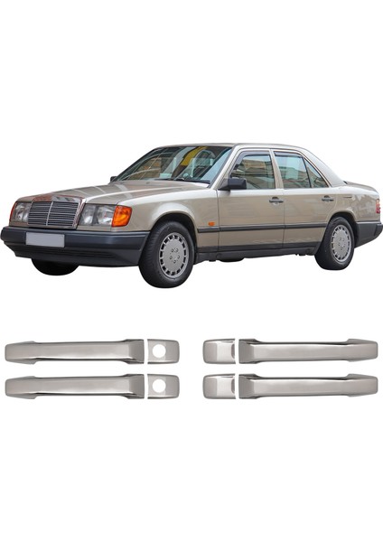 Mercedes W124 Uyumlu 1984-1995 Krom Kapı Kolu 4 Kapı (2 Delik) Paslanmaz Çelik