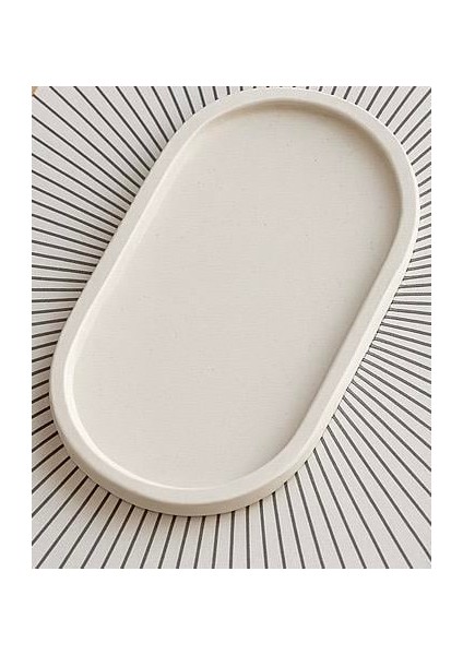Minimal Oval Beyaz Dekoratif Tepsi fiyatları