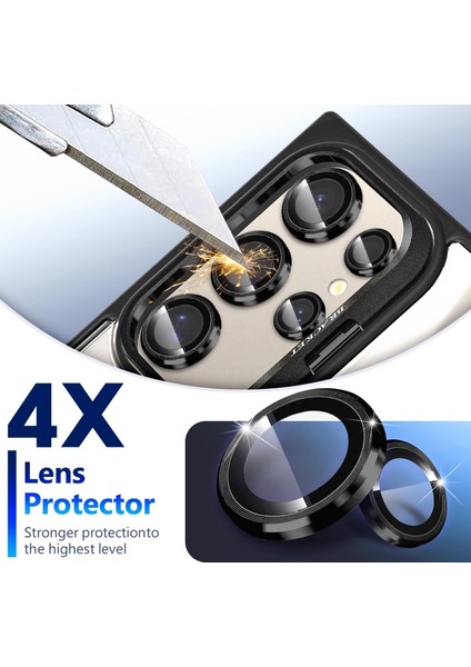 Samsung Galaxy S23 Ultra Kılıf Standlı Mika Magsafe Hassas Butonlu Metal Tuşlu + Kamera Lens Camı Hediyeli Set