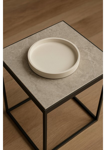 Minimal Yuvarlak Dekoratif Beyaz Tepsi