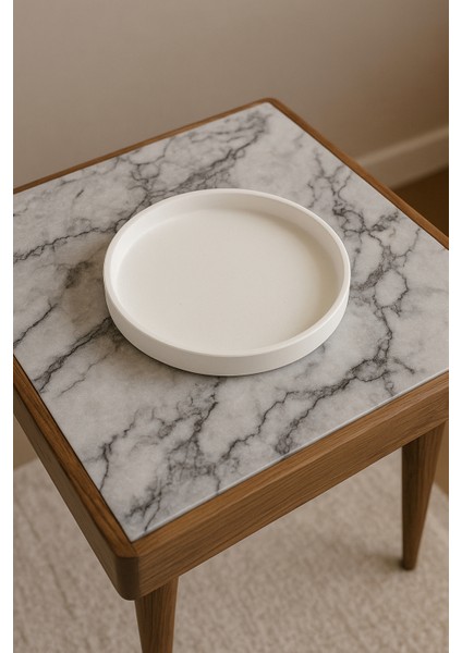 Minimal Yuvarlak Dekoratif Beyaz Tepsi modelleri