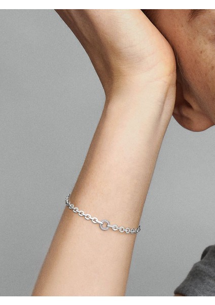 Signature Pavé Kalın Zincirli Bileklik 925 Ayar Gümüş modelleri
