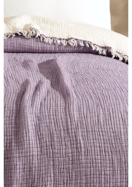 Tek Kişilik 5 Katlı %100 Pamuk Müslin Yatak Örtüsü - Lila modelleri