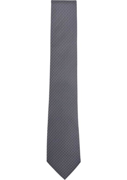 Geometrik Desenli 7,5 cm Genişliğinde Gri Kravat