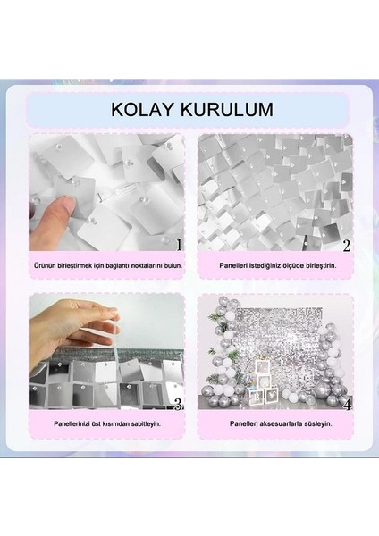 Işıltılı Pullu Payetli Arka Fon Paneli 210X210 cm