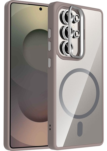 Samsung Galaxy S22 Ultra Kılıf Standlı Mika Magsafe Hassas Butonlu Metal Tuşlu + Kamera Lens Camı Hediyeli Set