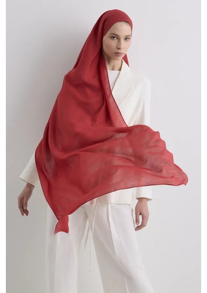Paris Ipeği Kızılcık Renk Pamuklu Şal