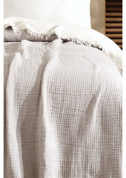 Tek Kişilik 5 Katlı %100 Pamuk Müslin Yatak Örtüsü - Taş modelleri