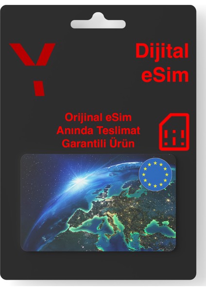 Avrupa Esim - Elektronik Sim Kart - 1 Ay