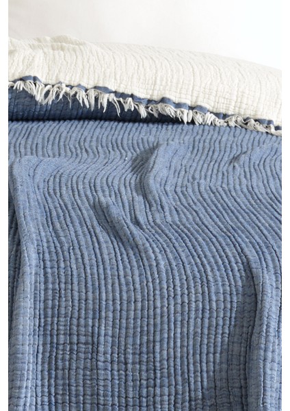 Tek Kişilik 5 Katlı %100 Pamuk Müslin Yatak Örtüsü - Lacivert modelleri