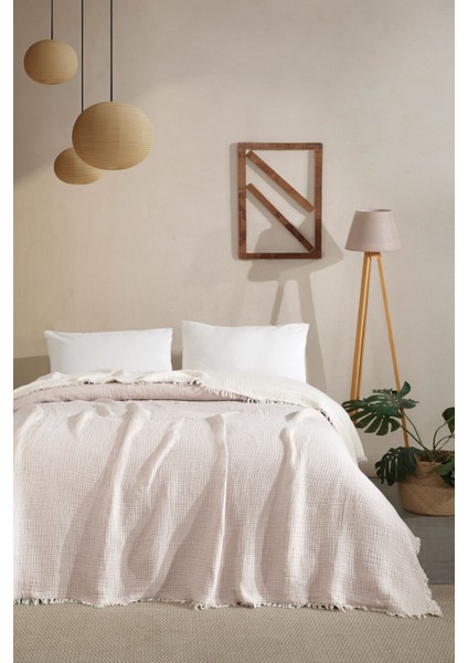 Tek Kişilik 5 Katlı %100 Pamuk Müslin Yatak Örtüsü - Bej fiyatları