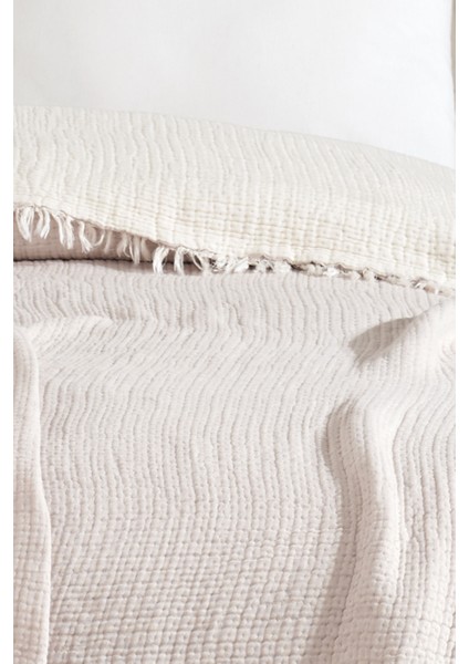 Tek Kişilik 5 Katlı %100 Pamuk Müslin Yatak Örtüsü - Bej modelleri